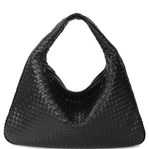 Elegant Black Woven Hobo Bag (NWT)